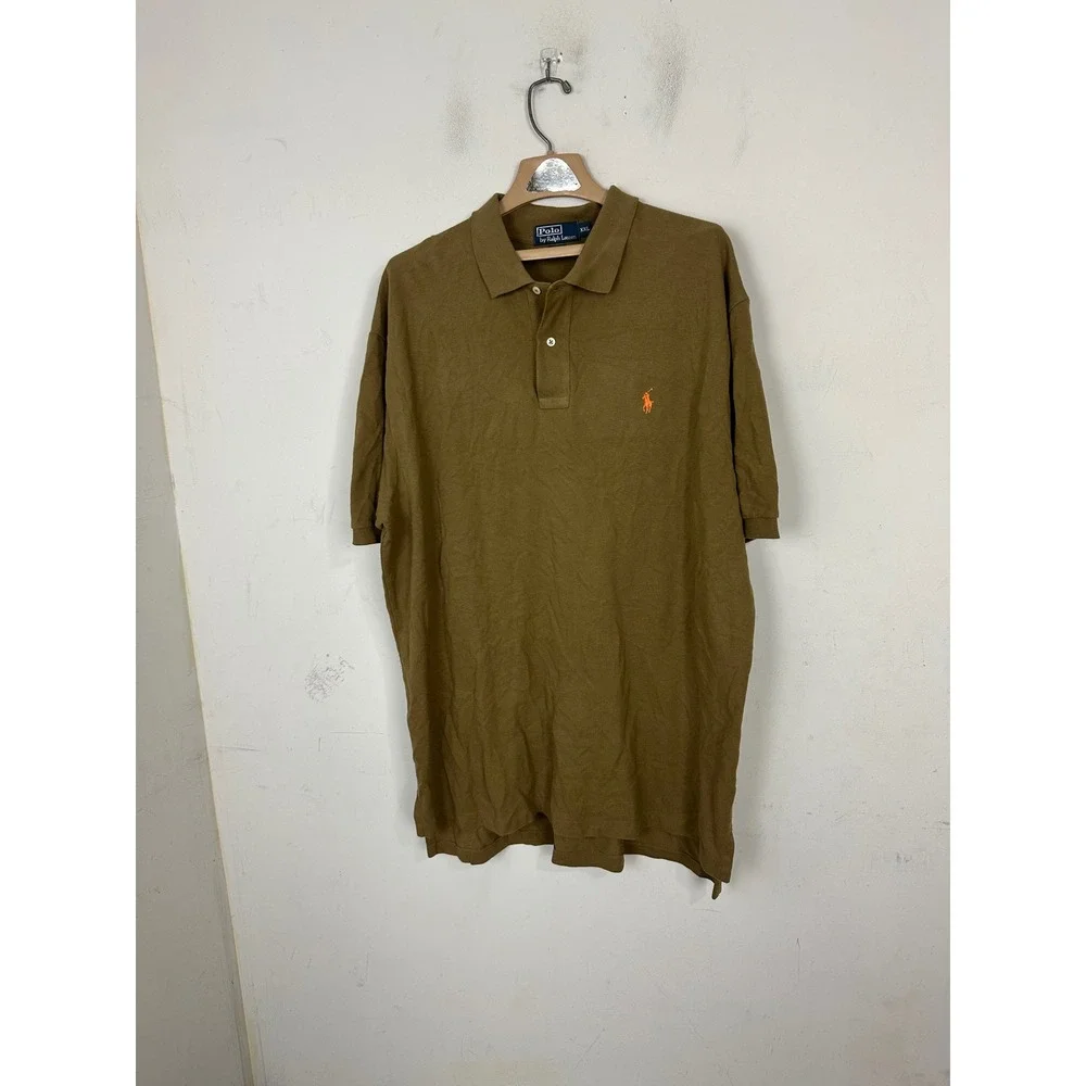 Polo Ralph Lauren Mens XXL Brown Olive Cotton Pique Short Sleeve Polo Shirt Pony